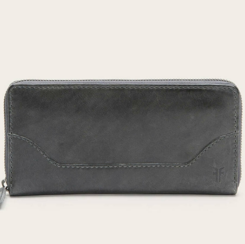 Frye Melissa Leather ZIP Wallet in Carbon